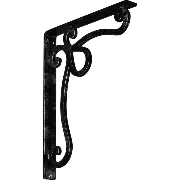 Ekena Millwork Orleans Wrought Iron Bracket, (Single center brace), Antiqued Silver 1 1/2"W x 12"D x 15"H BKTM01X12X15SOLASV - main